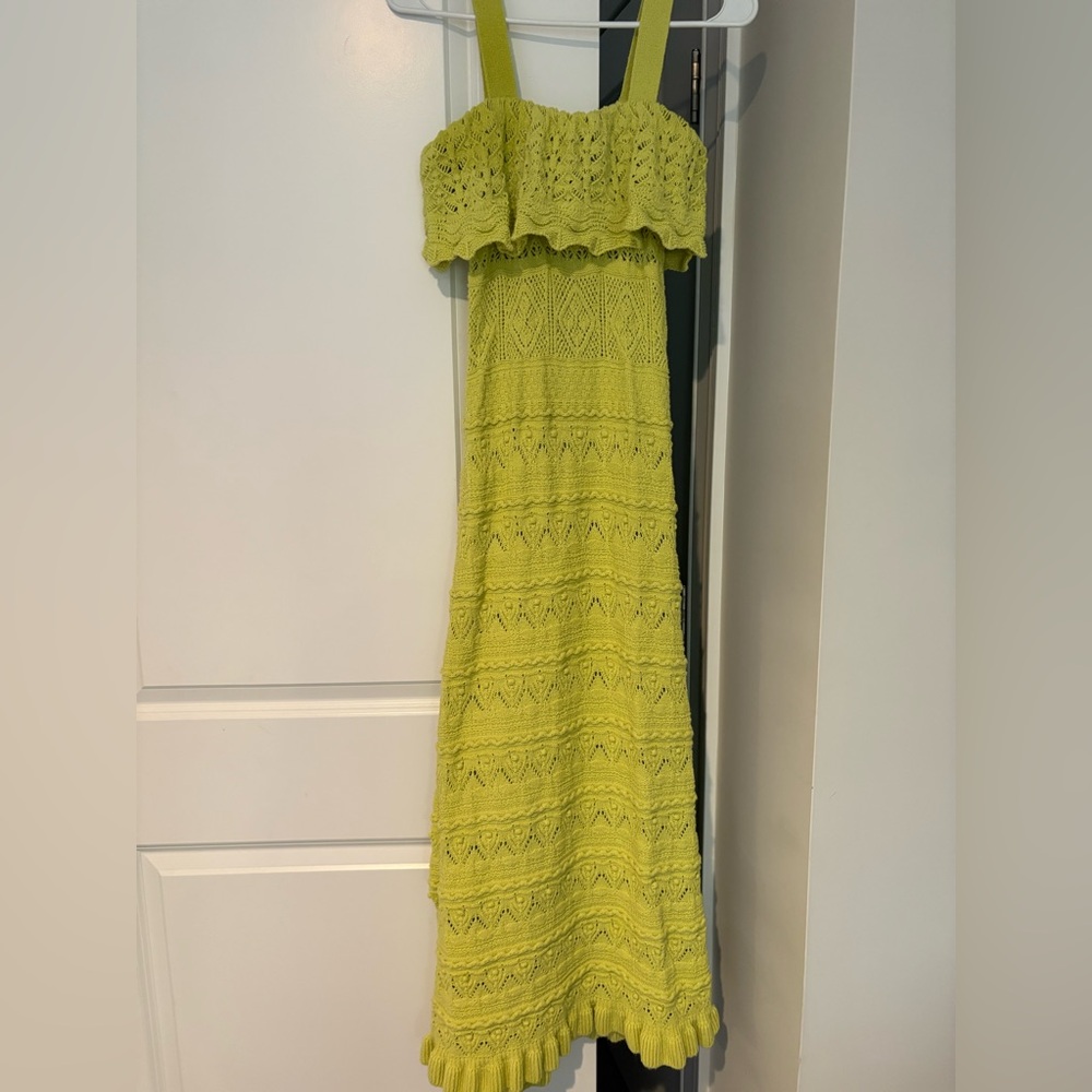 Zara Green Ruffled Off-the-Shoulder Sundress